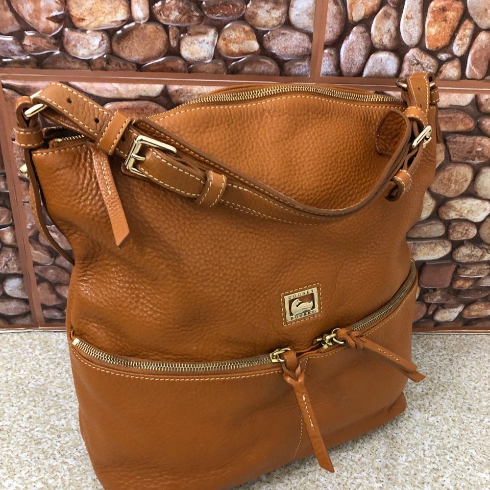 Dooney& Bourke Florentine  brown  pebbled leather duffle bucket bag Shoulder bag